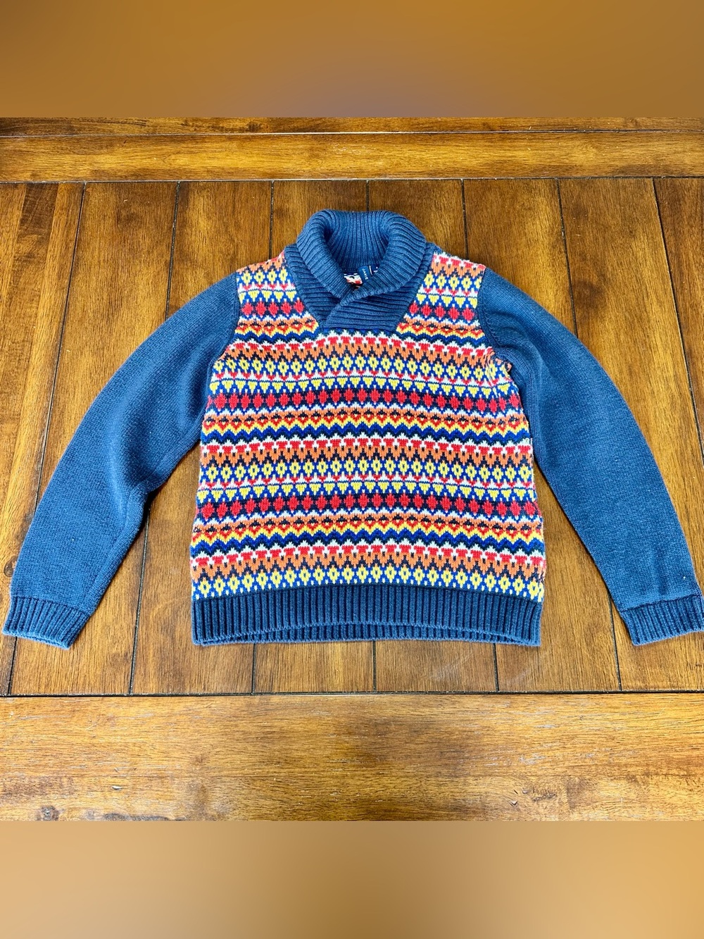 Janie and Jack Fair Isle Shawl Collar Sweater | Size 6